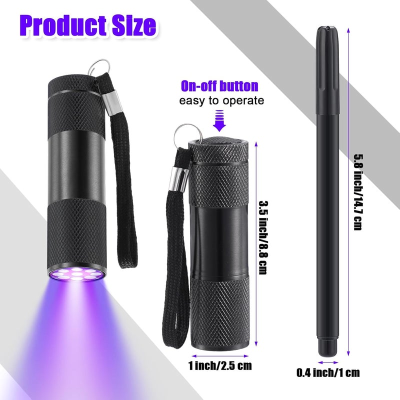 Tegeme 10 Pcs Blacklight Pen Set 5 Invisible Ink Pen 5 Blacklight Flashlights, UV Pen Invisible Ink Marker Black Light Markers for Spy Secret Holiday Gift Party Favors(Classic) - Image 3